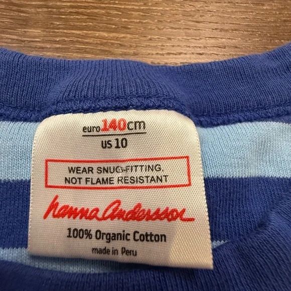 Hanna Andersson 2-Piece Long John Blue Striped Pajama Set, Organic Cotton, sz 10 - Picture 5 of 15